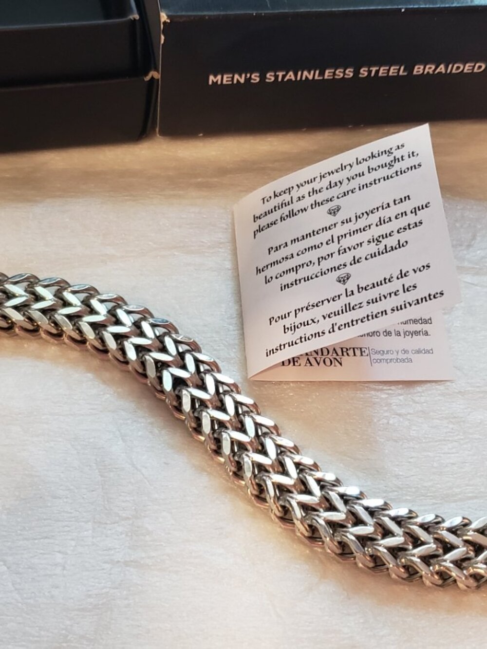 NWT Avon Studio 1886 Men's Stainless Steel Braided Chain Bracelet 8.5"